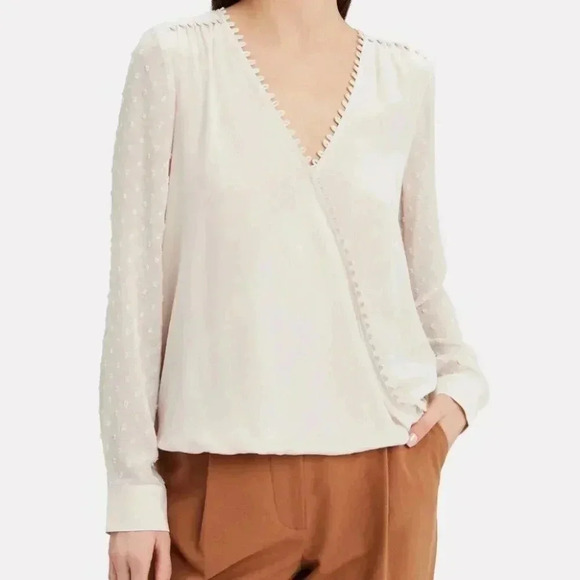 L'AGENCE Perry Swiss Dot Silk Blouse - Picture 1 of 7
